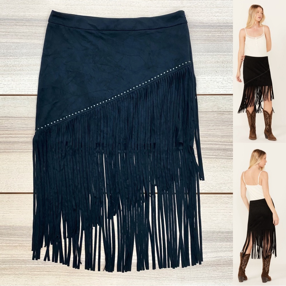Idyllwind Shiloh Asymmetrical Faux Suede Skirt | Size M